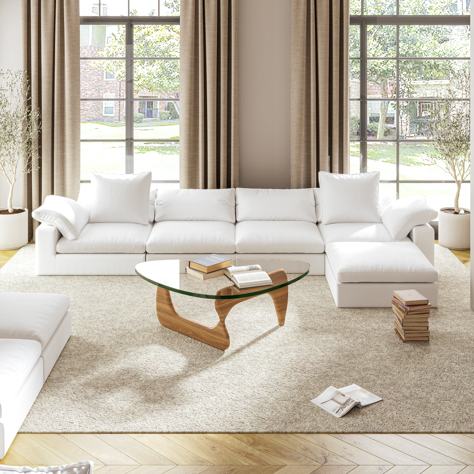 White sofa with chaise lounge sales