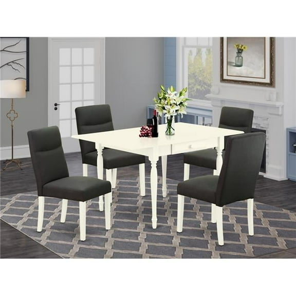 5 Piece Monza Dinette Set - Linen White & Dark Gotham Gray