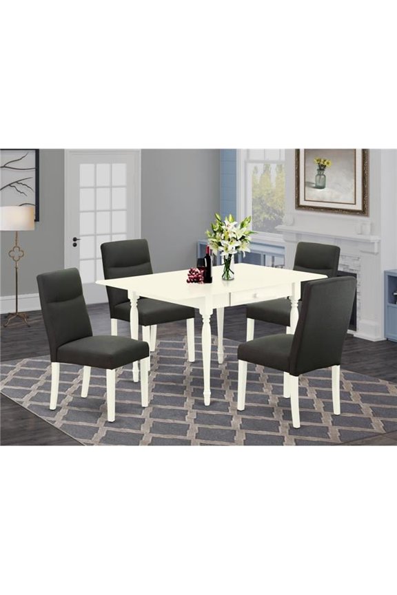 5 Piece Monza Dinette Set - Linen White & Dark Gotham Gray