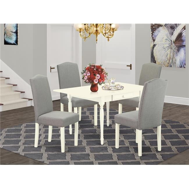 5 Piece Monza Modern Dining Table Set - Linen White & Shitake - Walmart.com