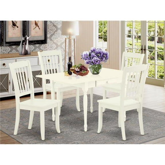5 Piece Monza Modern Dining Table Set - Linen White