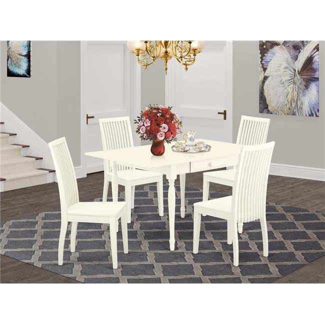5 Piece Monza Wood Dining Table Set - Linen White - Walmart.com