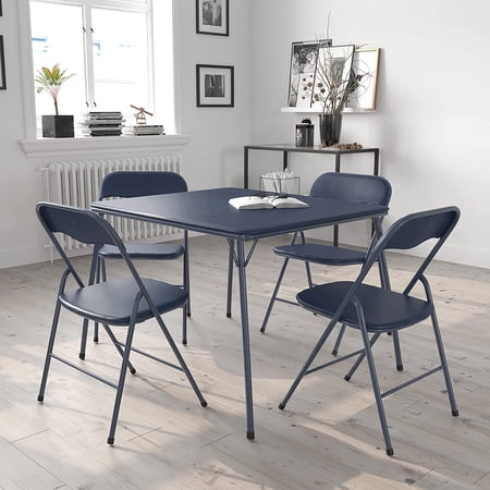 5-Piece Multipurpose Folding Card Table and Chairs Set for 4 Players, Padded Top Portable Square Folding Table and Chairs Set