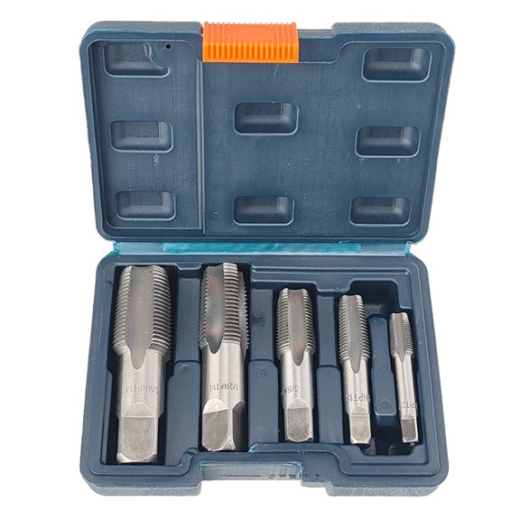 5-Piece NPT Pipe Tap Set Precise Threading Tool Kit for Professional Pipe Taper Threads