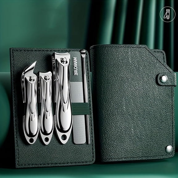 5-Piece Nail Clipper Set - Stainless Steel, Sharp & Durable Manicure Tools Nail Files Ear Pick With Storage Case For Fingernails