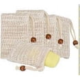thumbnail image 1 of 5 Piece Natural Cotton Linen Shower Exfoliating Sponge Bag Comfortable Bubble Net Soap Protective Bag, 1 of 9