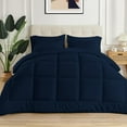 thumbnail image 1 of 5 Piece New Fluffy Pattern Comforter Set, 800 TC, 100% Egyptian Cotton, Twin/Twin XL Size Navy Solid, 1 of 6
