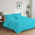 thumbnail image 1 of 5 Piece New Half Pinch Pleated Pattern Comforter Set, 800 TC, 100% Egyptian Cotton, Full/Queen Size Turquoise Blue Solid, 1 of 6