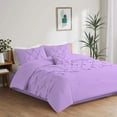 thumbnail image 1 of 5 Piece New Half Pinch Pleated Pattern Comforter Set, 800 TC, 100% Egyptian Cotton, Oversized Super King Size Lilac Solid, 1 of 6