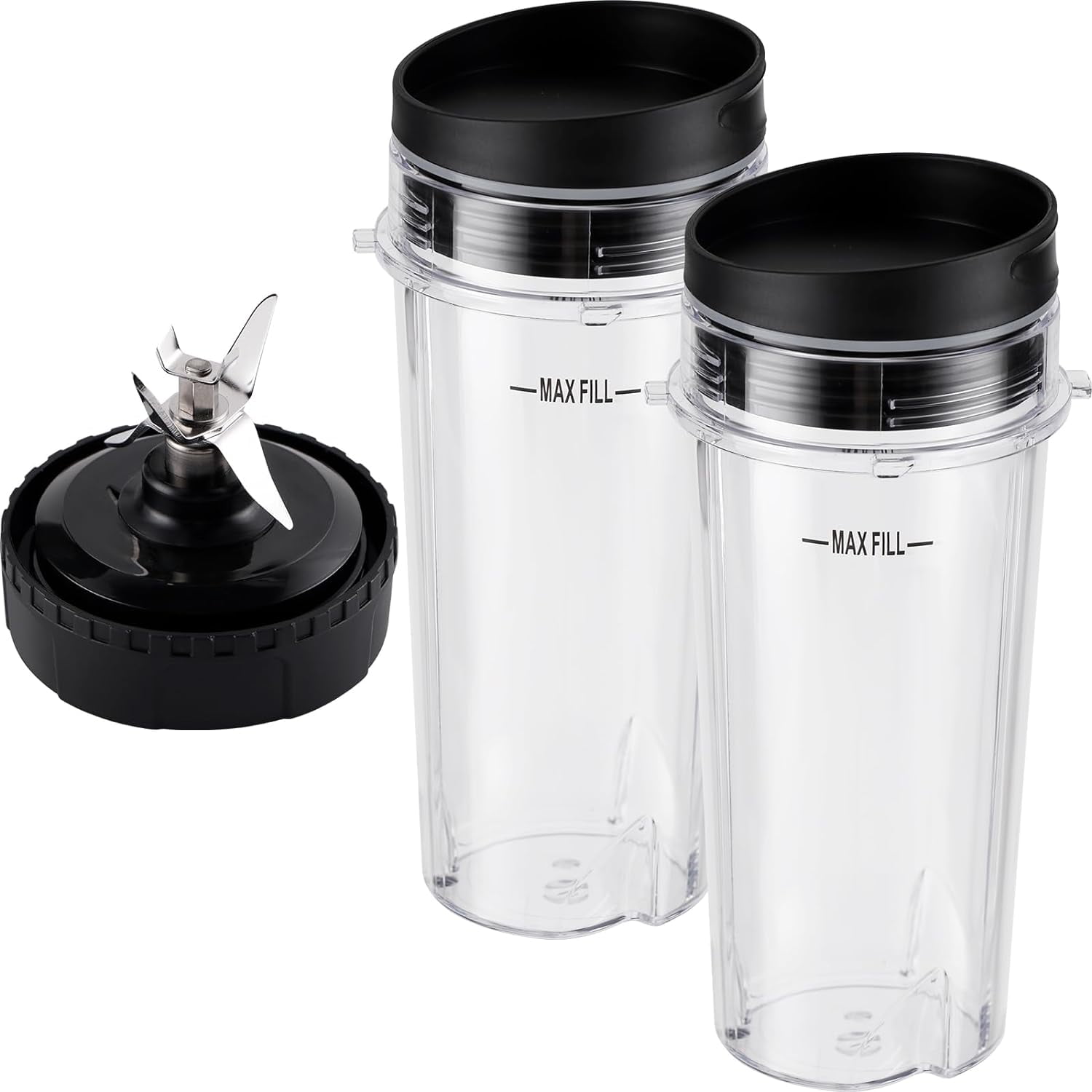 WREAGD Ninja Blender Parts, 5-Piece Single Serve 16oz Cups, Sip & Seal ...