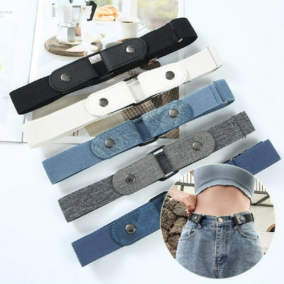 5-Piece No-Buckle Elastic Waist Belt Set Adjustable, Invisible Stretch Belts for Men & Women, Ideal for Jeans & Pants TIKA