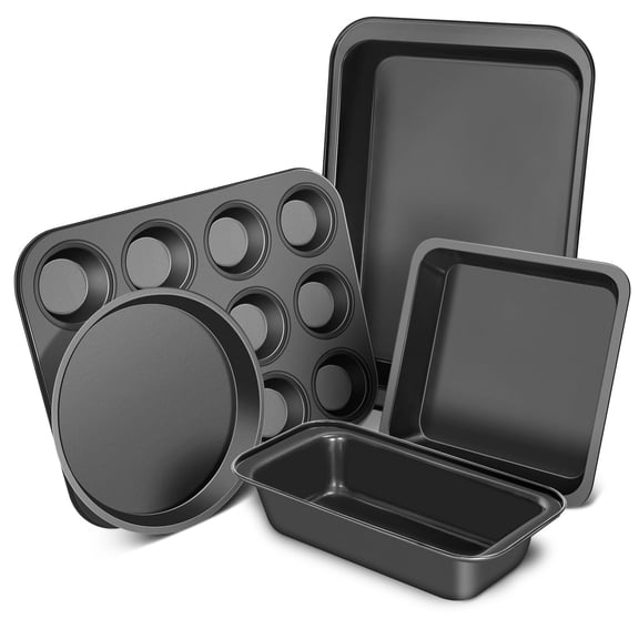 5-Piece Nonstick Black Bakeware Set for Oven Kitchen Baking