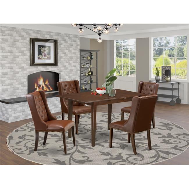 5 Piece Norden Dining Room Set - Mahogany & Brown - Walmart.com