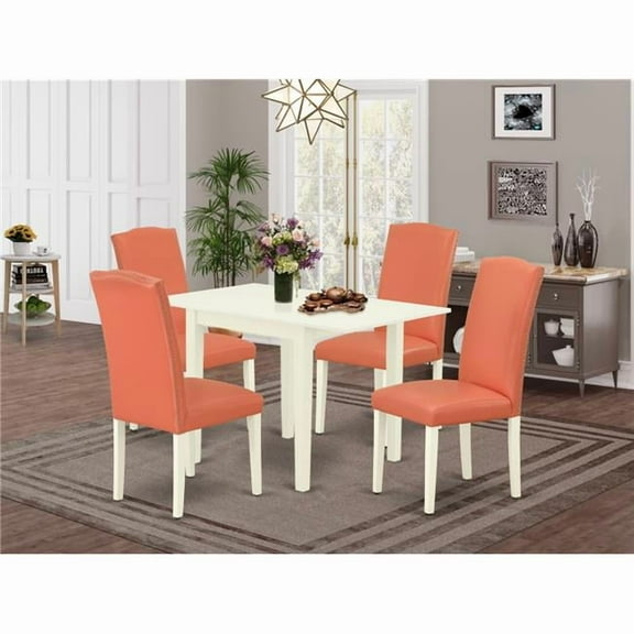 5 Piece Norden Dining Room Table Set - Pink Flamingo & Linen White