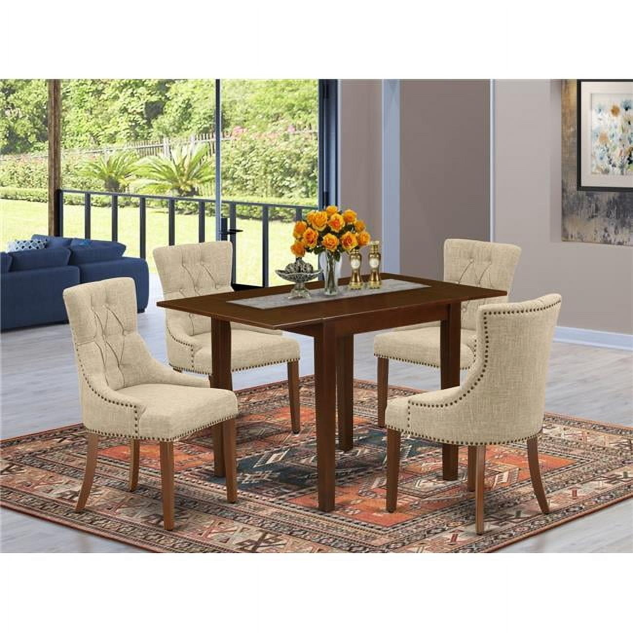 5 Piece Norden Dining Set - Doeskin &amp; Mahogany - Walmart.com