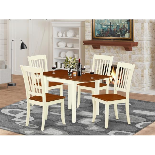 5 Piece Norden Modern Dining Table Set - Cherry & Buttermilk - Walmart.com
