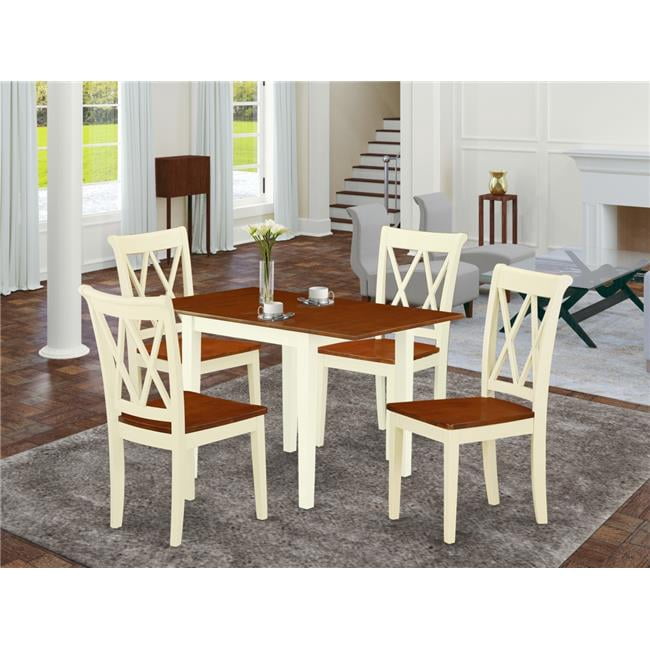 5 Piece Norden Modern Dining Table Set - Cherry & Buttermilk - Walmart.com