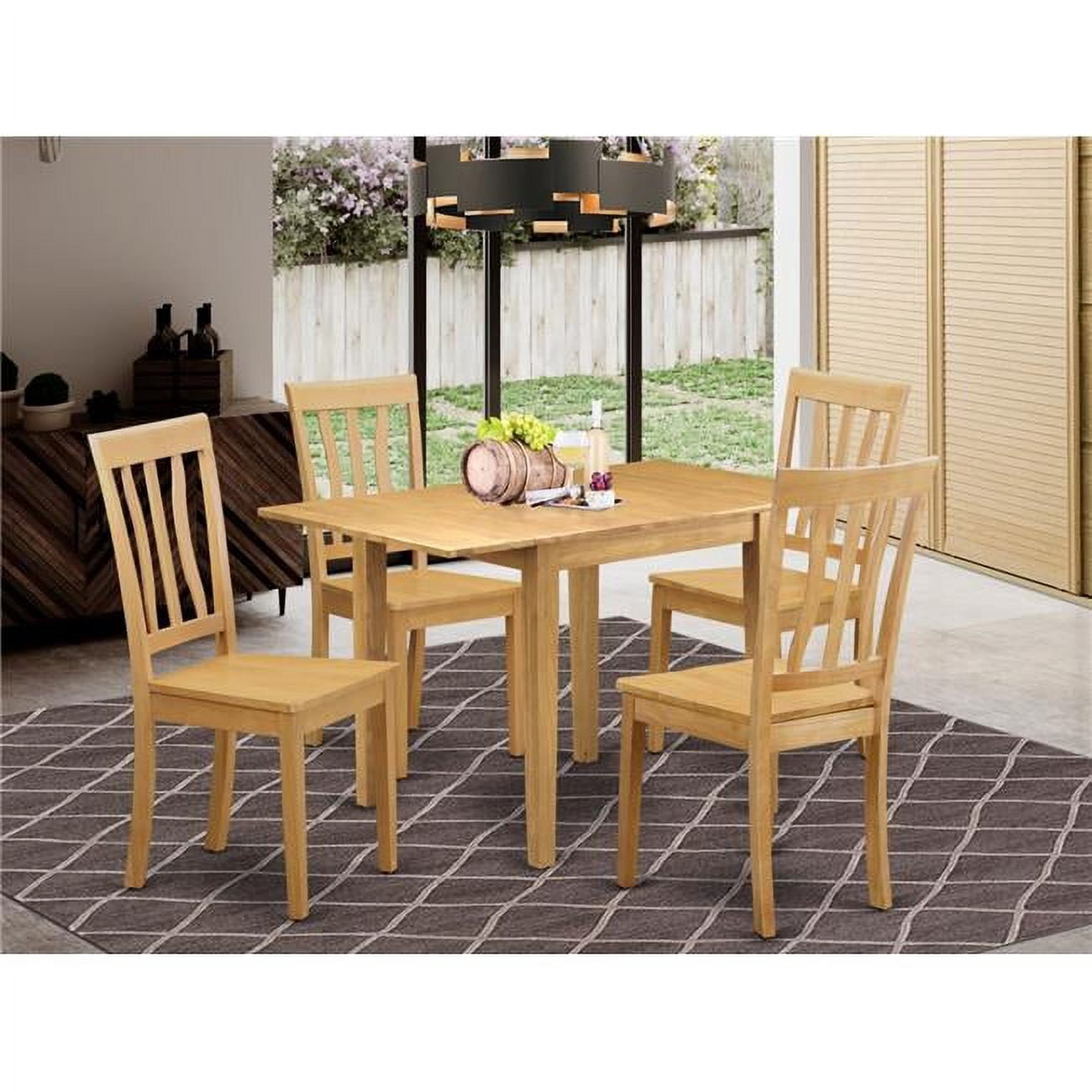 5 Piece Norden Wooden Dining Table Set - Oak - Walmart.com