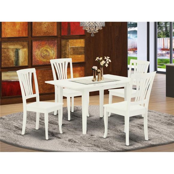 5 Piece Norfolk Rectangular Dinette Set - Linen White