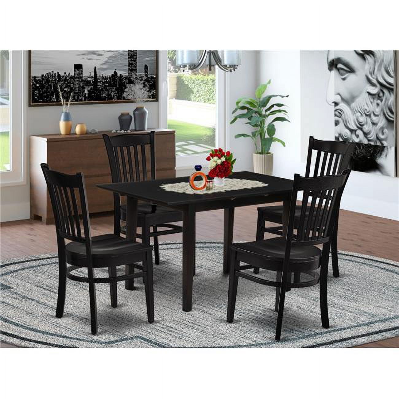 5 Piece Norfolk Rectangular Dining Table Set - Black - Walmart.com