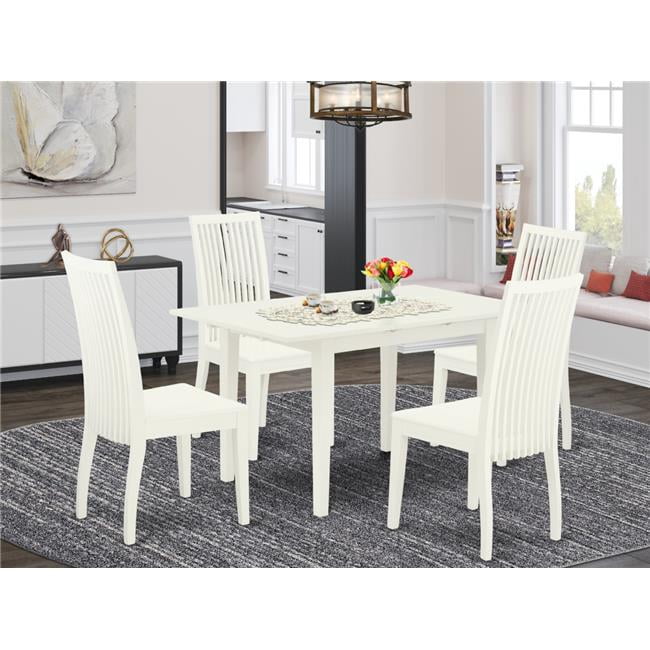 5 Piece Norfork Wooden Dining Table Set - Linen White - Walmart.com