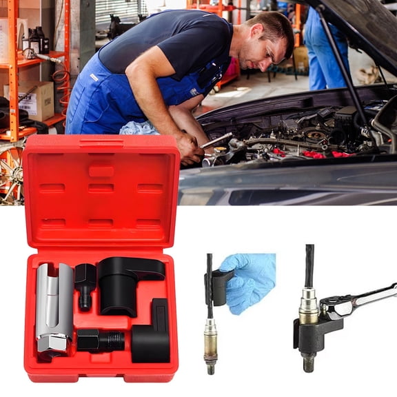 5 Piece O2 Oxygen Sensor Sleeve And Thread Cutter Set Automotive Sensor Disassembly Tool， 8 cm， Red