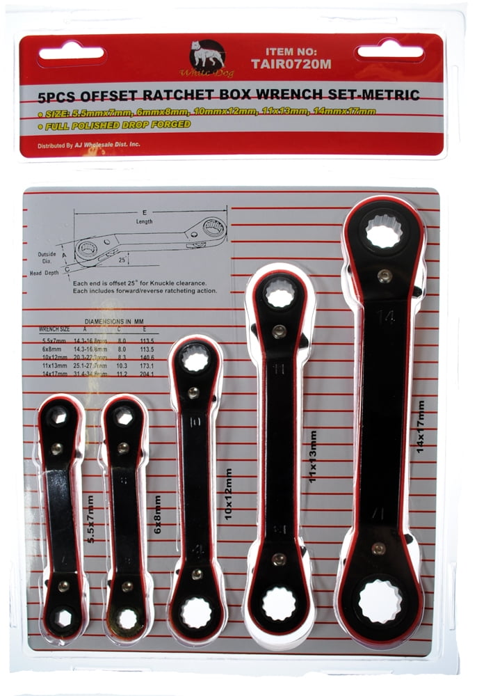 5 Piece Offset Ratchet Wrench Set (Metric)