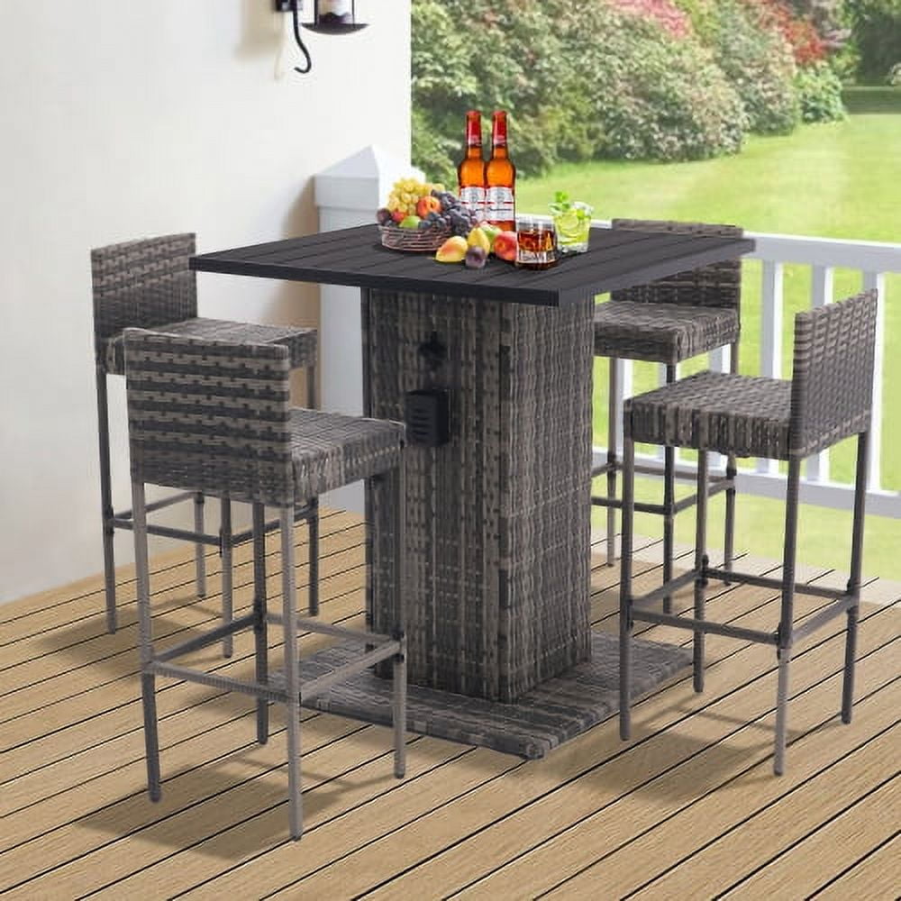Free Shipping Mainstays Ayden Park 5 Piece Outdoor Patio High Dining Set Tan Walmart