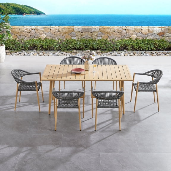 5 Piece Outdoor Dining Set, Aluminum Patio Furniture Outdoor Table and Chairs Set Front Porch Furniture Sectional Sofa for Gardens Patios Terraces and Backyards