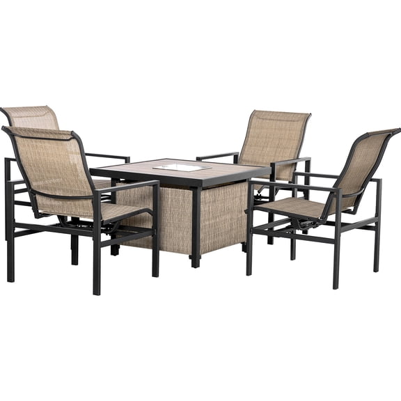 5-Piece Outdoor Dining Set / Ideal for Backyard Barbeques / Comfortable Seating with Rocking Chairs