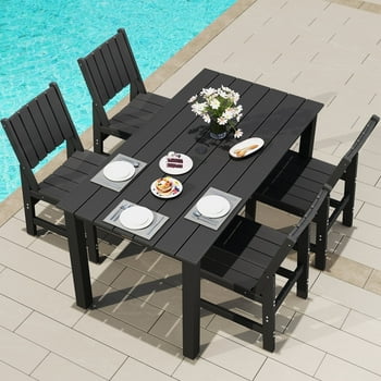 Wingyz 5 Piece Outdoor Dining Set, Weather Patio Table and Side Chairs Furniture for Garden Backyard