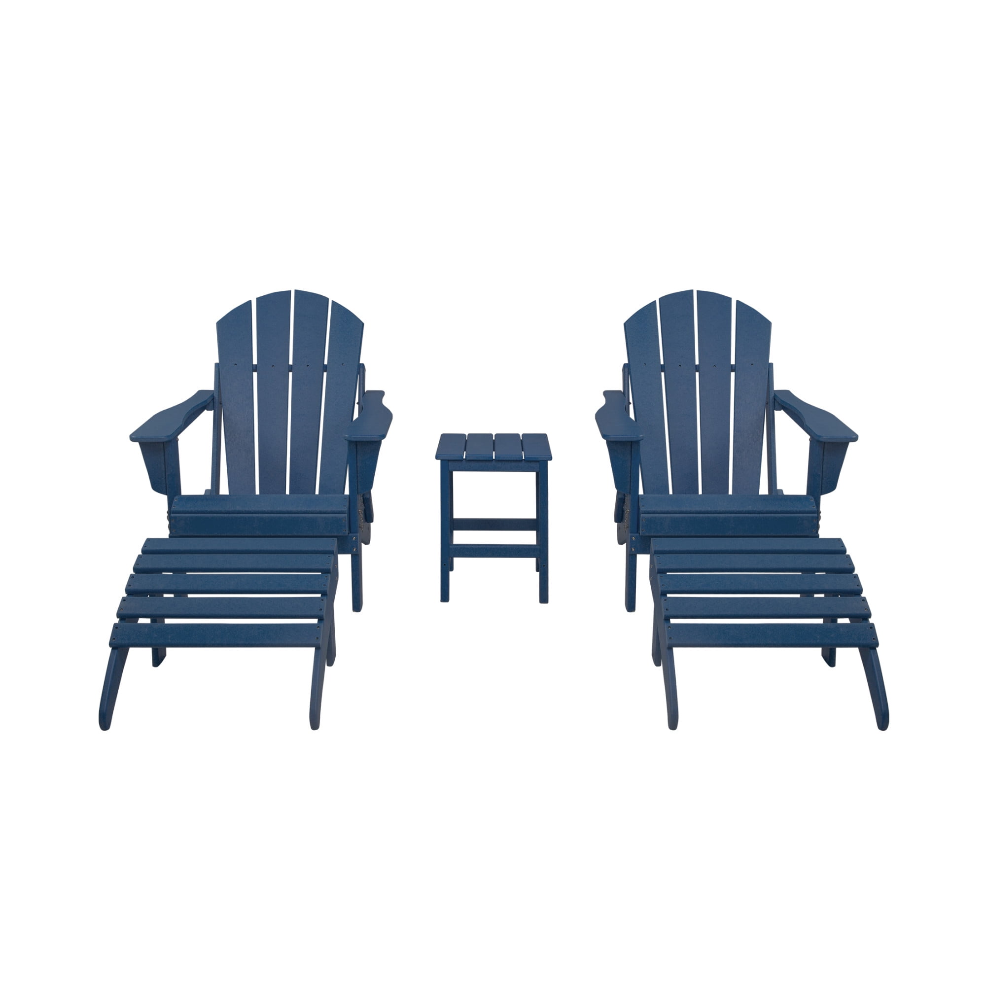 5Piece Outdoor Patio Adirondack Chair with Ottoman and Side Table Set