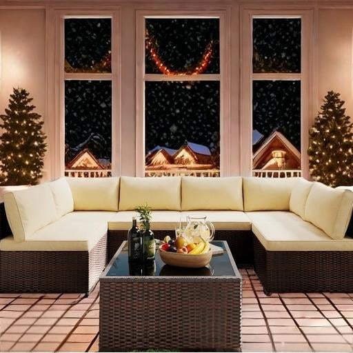 Patio Furniture Set Clearance, Lofka 5 Piece Outdoor Sectional Furniture Chair Set with Cushions and Tea Table, Beige - Walmart.com