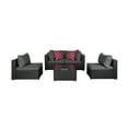 thumbnail image 1 of 5-Piece Outdoor Patio Rattan Wicker Sofa Conversation Set with Coffee Table and Cushions, Espresso/Gray, 1 of 16