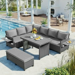 Better Homes Gardens Brookbury 5 Piece Outdoor Patio Wicker Dining Sectional Set Walmart