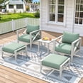thumbnail image 1 of 5-Piece Aluminum Patio Conversation Set With Ottomans, Wide Seat Chairs With 5.2-Inch Cushions And Side Table,White, 1 of 8