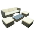 thumbnail image 1 of 5 Piece Outdoor Reclining Sofa Set with Lift Top Table, Rattan Frame, Beige- Saltoro Sherpi, 1 of 6