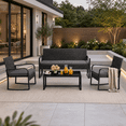 thumbnail image 1 of Wicker Outdoor Conversation Set with Glass Top Table, Patio Seating Furniture for Yard, Lawn and Poolside, Black, 1 of 10
