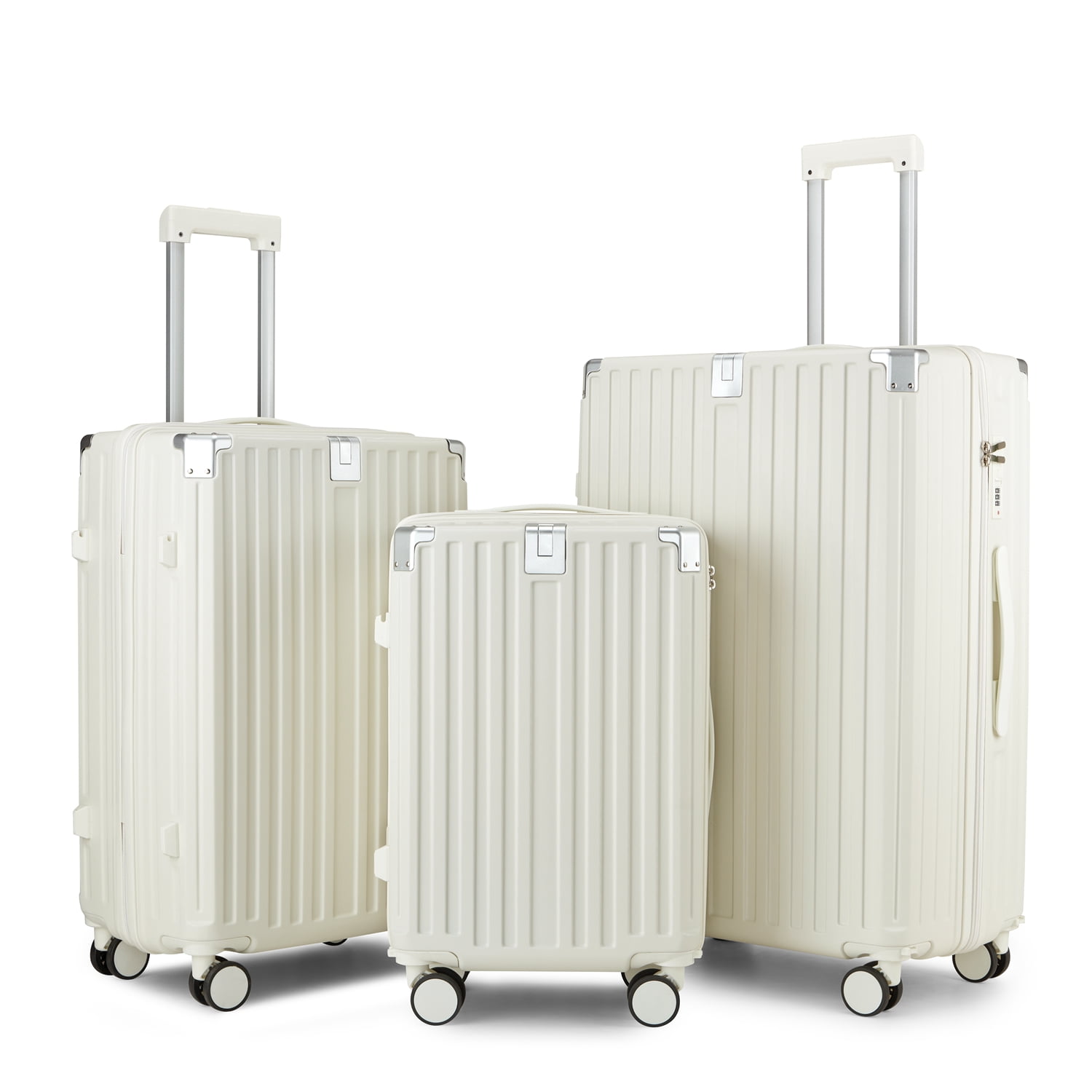 5-Piece PP Lightweight Luggage Set with TSA Lock, 20"/24"/28" Spinner Suitcases + Handbag + Toiletry Bag, 360° TPE Silent Wheels for Airports