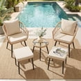 thumbnail image 1 of 5 Piece Patio Bistro Set with Ottoman, Outdoor Wicker Apartment Balcony Furniture Sets, Rattan Table and Chairs Set of 2 for Porch Backyard Deck, Yellow,Beige, 1 of 9