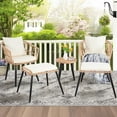 thumbnail image 1 of 5 Piece Patio Bistro Set with Ottoman, Outdoor Wicker Apartment Balcony Furniture Sets, Rattan Table and Chairs Set of 2 for Porch Backyard Deck, Yellow,Beige, 1 of 7