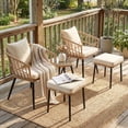 thumbnail image 1 of FHFO 5 Piece Patio Bistro Set, Outdoor Wicker Furniture, Rattan Table & Chairs Set with Cushions (Yellow/Beige), 1 of 9