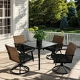 thumbnail image 1 of 5 Piece Patio Dining For 4 People, Outdoor With Stable Swivel Rocker Chairs, Steel Table Top And Machine Washable Cushions 4 , Weather Rocking Detachable, 1 of 7