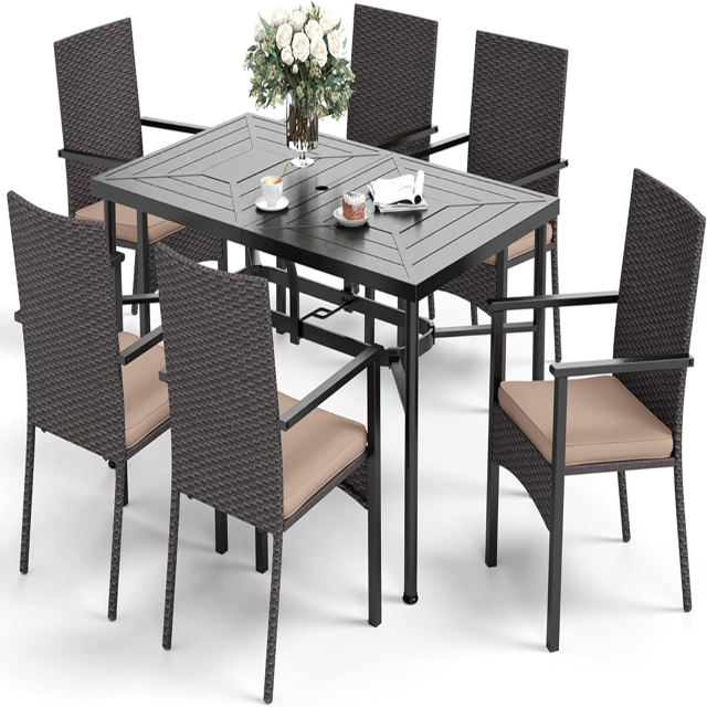 5 Piece Patio Dining Set for 4 Outdoor Table and Chairs with Metal