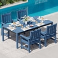 thumbnail image 1 of 5 Piece Patio Dining Set, All Weather Rectangle Table and 4 Dinning Chairs with Umbrella Hole, Outdoor Garden Furniture Set for Backyard, Poolside, Porch, Blue, 1 of 9