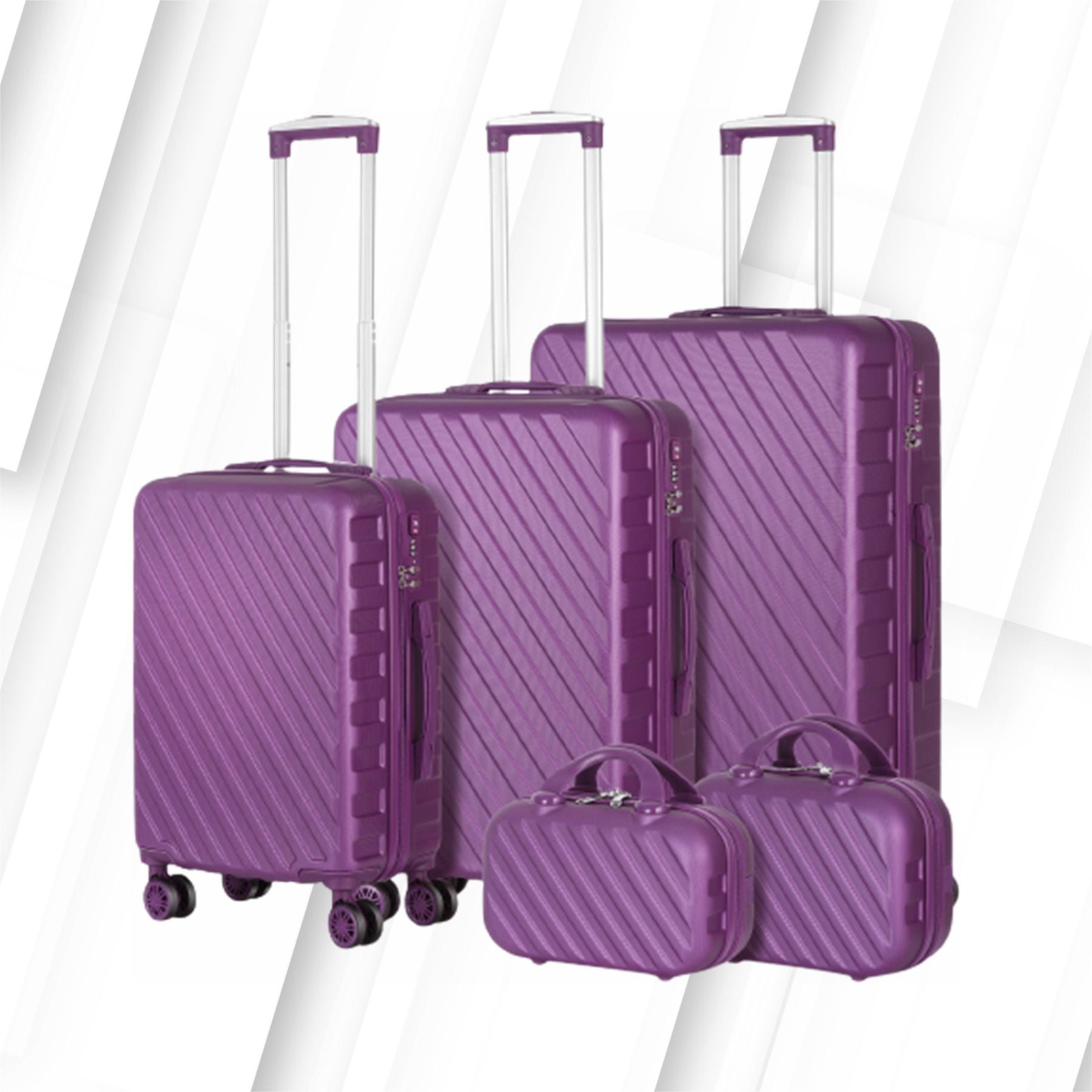 5Piece Pearl Fuchsia Luggage Hard Side Spinner Luggage Trolley Bag