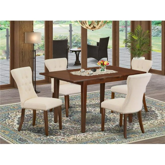5 Piece Picasso Kitchen Dining Table Set - Mahogany & Light Beige
