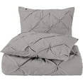 thumbnail image 1 of 5 Piece Pinch Pleated Pintuck Duvet Cover Set With Zipper Closure , 100% Egyptian Cotton, 400 Thread Count, Extra Smooth and Luxirous, Light Grey Solid, Oversized King Plus Size., 1 of 5