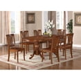 thumbnail image 1 of 5-Piece Plainville Table with Double Pedestal & 4 Avon Wood Seat Chairs in Saddle Brown Finish, 1 of 1