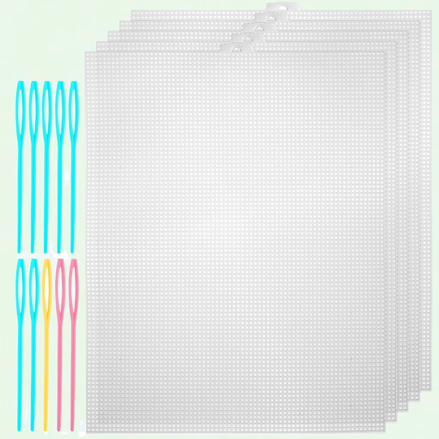 5Piece Plastic Mesh Canvas Sheets for Embroidery, Clear Plastic Sheets